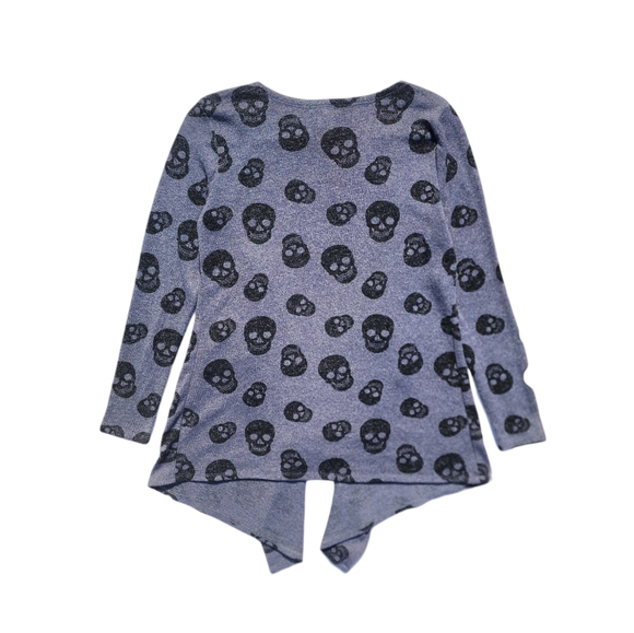 Hot Topic Grey & Black Skull Hacci Light Weight Flyaway Cardigan - Picture 3 of 5